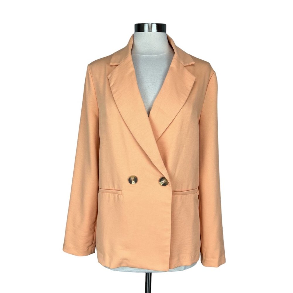 Le Lis Collection Womens Peach Double Breasted Blazer Oversized Boxy size Medium